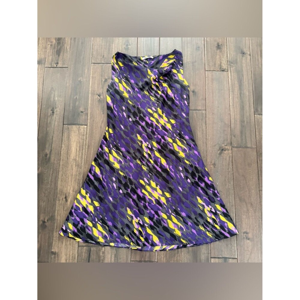 DKNYC Purple & Yellow Abstract Sleeveless Dress